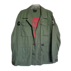 Obey Fairey × Jamie Reid Collab M-65 Military Army Olive Green Jacket Sz M  XLNT